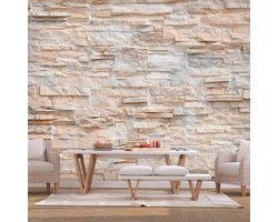 350cm X 245cm - Fotobehang - Stenen muur,  in 5 maten, te koop,  voor woonkamer en slaapkamer, geen behangtafel nodig, instructies bijgevoegd, eenvoudig aan te brengen, 3D look