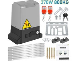 350W Poortopener schuifpoort - Voor schuifpoorten 12 m en max. 800 kg - Poortautomatisering schuifpoort aandrijving - Grijs - met 2 sleutels en afstandsbediening - voor hotel, fabriek, rollende poort, werf poort