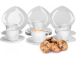 36-Delig Koffieservies voor 12 Personen - Vierkant Wit Porselein