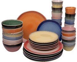 36 delige serviesset - 6 personen - meerkleurig - aardewerk - Fire style - Kade 171 - hip en trendy