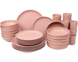 36 delige serviesset - 6 persoons - Madeira - roze - Portugees stoneware