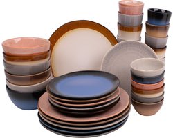 36 delige serviesset 6 persoons - meerkleurig - aardewerk - Earth style serviessets - Kade 171 - hip en trendy