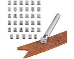 36-delige set - Leren alfabet- en cijferstempels - Leren stempels - Leren stempelset - Kleialfstempels - Voor leerbewerking - Duurzaam - Zilverkleurig - Geschikt voor items zoals heuptassen, hoeden en schoenen