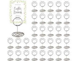 36 Stuks Foto Kaarthouders, Metalen Tafelnummerhouders voor Bruiloften, Feestjes en Jubilea - Rond en Zilver, Ideaal voor Menu's en Tafeldecoratie