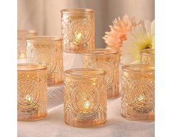 36 stuks Gouden Kaarsenhouders - Vintage Glas Votive Kandelaars voor Bruiloft en Feesten
