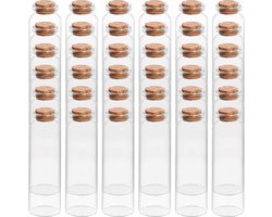 36 Stuks Luchtdichte Glazen Flessen met Kurken Doppen – 50ml – Mini Ronde Opslagpotten voor Feestjes en Keuken