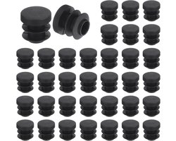 36 stuks ronde kunststof doppen, eindkappen voor zwarte buizen, 14 mm inzetstukken voor meubelpoten, glijbescherming voor stoelen, banken, tafels, rekken