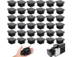 36 vierkante doppen van kunststof, zwart, 20 x 20 mm, antislip doppen voor stoelpoten, tafels en andere meubels, vloerbescherming, uv-bestendig, rubberen voetjes voor stoelen