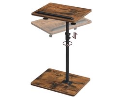 360° Draaibare Bijzettafel met Verstelbare Hoogte voor Kleine Ruimtes - Vintage Bruin