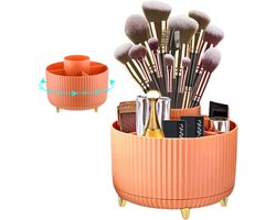360° Draaibare Cosmetica Make-up Organizer - Oogschaduwkwast Lippenstift Etui - Cosmetica Rek voor Kamer Decor Kaptafel Badkamer - Oranje Kleur