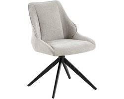 360° draaibare eetkamerstoel – draaistoel – Gestoffeerde stoel – Lichtgrijs Zwart