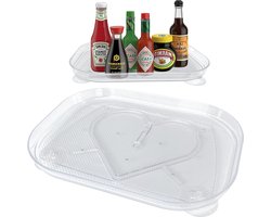 360° Draaibare Lazy Susan Draaitafel Organizer - Doorzichtige Rechthoekige Koelkast Opbergrek - Organisator voor Kast, Tafel, Bijkeuken, Keuken