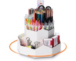 360° Draaibare Pennenorganizer – Grote Desk Organizer met Meerdere Compartimenten – Stevig & Duurzaam PP voor School, Kantoor & Thuis
