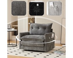 360° draaibare relaxstoel met armleuningen – Geschikt voor de woonkamer, slaapkamer, studeerkamer en kantoor – Ruime eenpersoonsbank in moderne stijl – Fauteuil met kussens – Ideaal om te ontspannen en te genieten