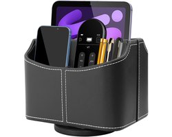 360 graden draaibare opbergdoos voor afstandsbedieningen - multifunctionele opbergdoos van PU-leer voor naast het bed - bureau-opbergdoos - geschikt voor iPad Mini/pen/telefoon/mediaspelers