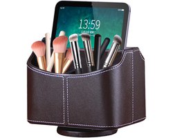 360 graden draaibare opbergdoos voor afstandsbedieningen - multifunctionele opbergdoos van PU-leer voor naast het bed - bureau-opbergdoos - geschikt voor iPad Mini/pen/telefoon/mediaspelers