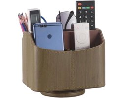 360 graden draaibare opbergdoos voor afstandsbedieningen - multifunctionele opbergdoos van PU-leer voor naast het bed - bureau-opbergdoos - geschikt voor iPad Mini/pen/telefoon/mediaspelers