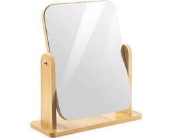 360 graden draaibare staande houten tafelspiegel voor kaptafel badkamer slaapkamer (22 x 17 cm)