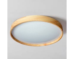 360 Living - Badkamerlamp plafond - Hout - IPP44 - ⌀ 38cm - Scandinavisch - Led Plafondlamp - Plafoniere Badkamer - Plafonnière - Plafondlamp Hout