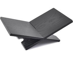 360 Living® - Boekenstandaard - Boekensteun - Hout - 35x23x15- Zwart - Boekenhouder - Boekstandaard zwart - Dennenhout