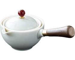 360 roterende - 160 ml aantrekkelijke Chinese thee-dispenser keramische | kungfu- met houten handvat, multifunctionele 360 graden theemaker voor dames en heren, theeliefhebbers