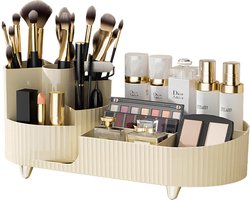 360° Roterende Make-up Organizer Grote Capaciteit Voor Cosmetica, Parfum, Sieraden, Borstels, Lippenstiften, Oogschaduw, Poedersoezen, Voor Kaptafel, Slaapkamer, Badkamer, Kantooropslag (crème)