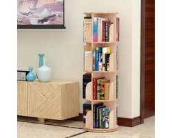 360°draaibare boekenplank van massief hout- staande boekenkast- multifunctionele organizer-opbergplank voor kinderen en volwassenen-voor woonkamer-kantoor- slaapkamer