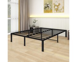 36cm 1.5m King Bed Frame - Metal Platform Bed Frames King Size met Onderbed Opbergruimte - Geen Boxspring Nodig - Verbeterde Ondersteuning Geluiddemping - Zwart