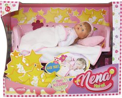 36CM BABY NENA WITH BED & ACCESSORIES.