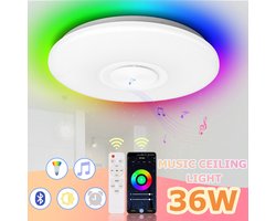 36W Dimbare LED Plafondlamp met Bluetooth Speaker & App - Multicolor RGB Verlichting, IP44 Badkamerlamp met Afstandsbediening voor Woonkamer, Slaapkamer of Keuken
