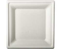 36x Witte suikerriet lunchbordjes 20 cm biologisch afbreekbaar - Vierkante wegwerp bordjes - Pure tableware - Duurzame materialen - Milieuvriendelijke wegwerpservies borden - Ecologisch verantwoord