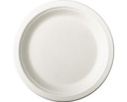 36x Witte suikerriet lunchbordjes 23 cm biologisch afbreekbaar - Ronde wegwerp bordjes - Pure tableware - Duurzame materialen - Milieuvriendelijke wegwerpservies borden - Ecologisch verantwoord
