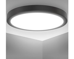 38 cm diameter - 24 W - 2.000 lumen - neutraal wit licht - zwart - plafondlamp - plafonniere