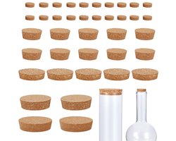 39 stuks 5 maten kurken flessendoppen, glazen flessendoppen, kurken deksels, weckpotten, vaten voor keuken, bruiloft, wijn- en bierknutsels