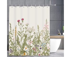3BMT® Douchegordijn Anti Schimmel - Natuur & Bloemen - Douche Gordijn 180X200 cm - Shower Curtain - Douche Gordijnringen