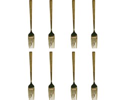 3BMT® Gebaksvorken - 8 Gebaksvorkjes - Goud - RVS - 15 cm lengte