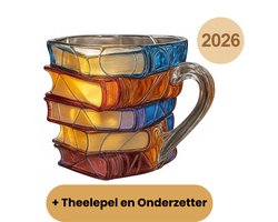 3D Boeken Mok van Glas – Koffiemok/Theemok met Boeken-Design – Cadeau voor Lezers – Inclusief Onderzetter