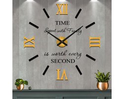 3D DIY Wandklok - Stil & Zelfklevend Groot Formaat XXL - Voor Woonkamer & Kantoor