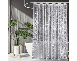 3D-douchegordijnen met stenenpatroon, transparant douchegordijn, 100% EVA, waterdicht en schimmelwerend materiaal, 180 x 200 cm met 12 ringen, badgordijn voor de badkamer, dikte 0,20 mm