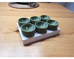 3D Eierdopjes - Oliv Green - Set van 6 inclusief houder