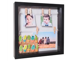 3D-fotolijst om te vullen, objectlijst, zwart, fotolijst met clips, fotolijst, geldcadeau, 3D-fotolijst, diep met glas, 3D-lijst, doos voor geschenken