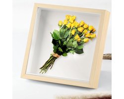 3D Fotolijst voor 20 x 20 cm foto's - Diep Objectframe van 45 cm - Schaduwdoos Frame voor Bloemen - DIY Werken van Kunst - Shadow Box in Houten Kleur met Allecto Plus.