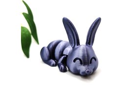 3D-geprint konijn , articulerend flexibel dier zintuiglijk-bureaudier - satijn paars