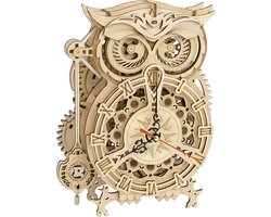 3D Houten Puzzel Uil Wekker Modelbouwset voor Volwassenen en Kinderen, om Uw Eigen Mechanische Bouwpakketten Slinger Hout Craft te Bouwen