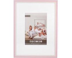 3D Houten Wissellijst - Fotolijst - 20x20 cm - Helder Glas - Roze / Wit met Spacer