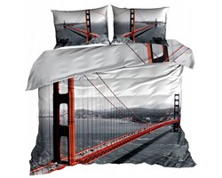 3D Katoen Satijn Beddengoed Set 220x200 - Golden Gate Brug