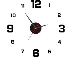 3D Klok - Diameter: 40cm - Klok zonder Frame - DIY Klok - Wand Klok - Klok die je op de Muur kunt Plakken - Slaapkamer, Woonkamer & Kantoor Klok - Modern Design - Sticker Klok - Hoge Kwaliteit - Muurklok - Woonaccessoires Klok