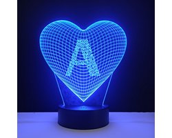 3D LED Lamp - Hart Met Letter - A