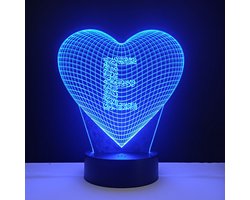 3D LED Lamp - Hart Met Letter - E