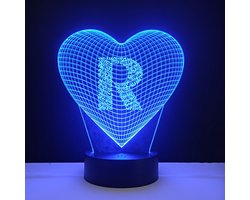 3D LED Lamp - Hart Met Letter - R